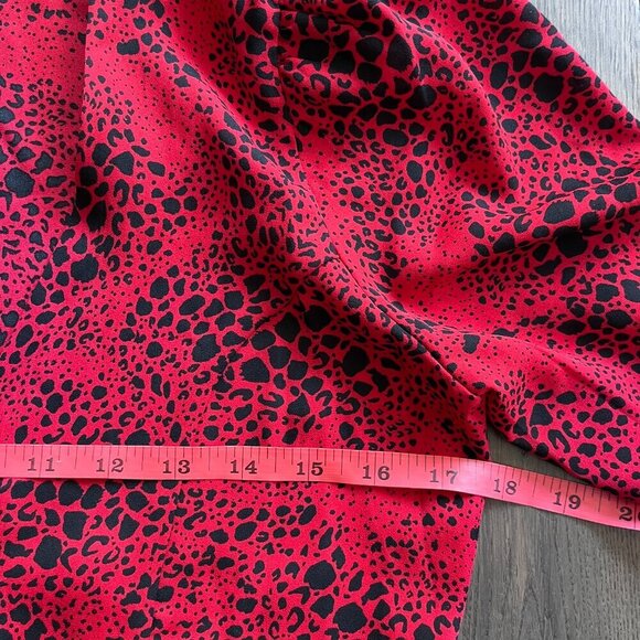 Leith Whimsigoth Red Black Snakeskin Print Blouse Size S Button Front Crepe - Picture 4 of 6